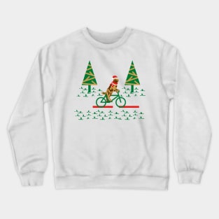 Dogs Day Out on a Bike- Golden Retriever with Santa's Hat and scarf Crewneck Sweatshirt